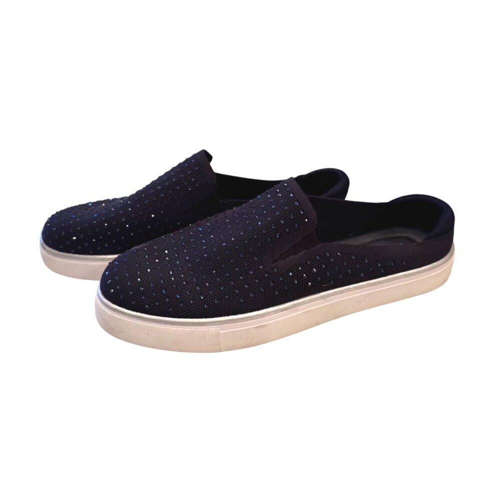 Kenneth Cole Reaction Bonnie Size 7.5 EU 38 Mule Navy Stretch Fabric Embellished